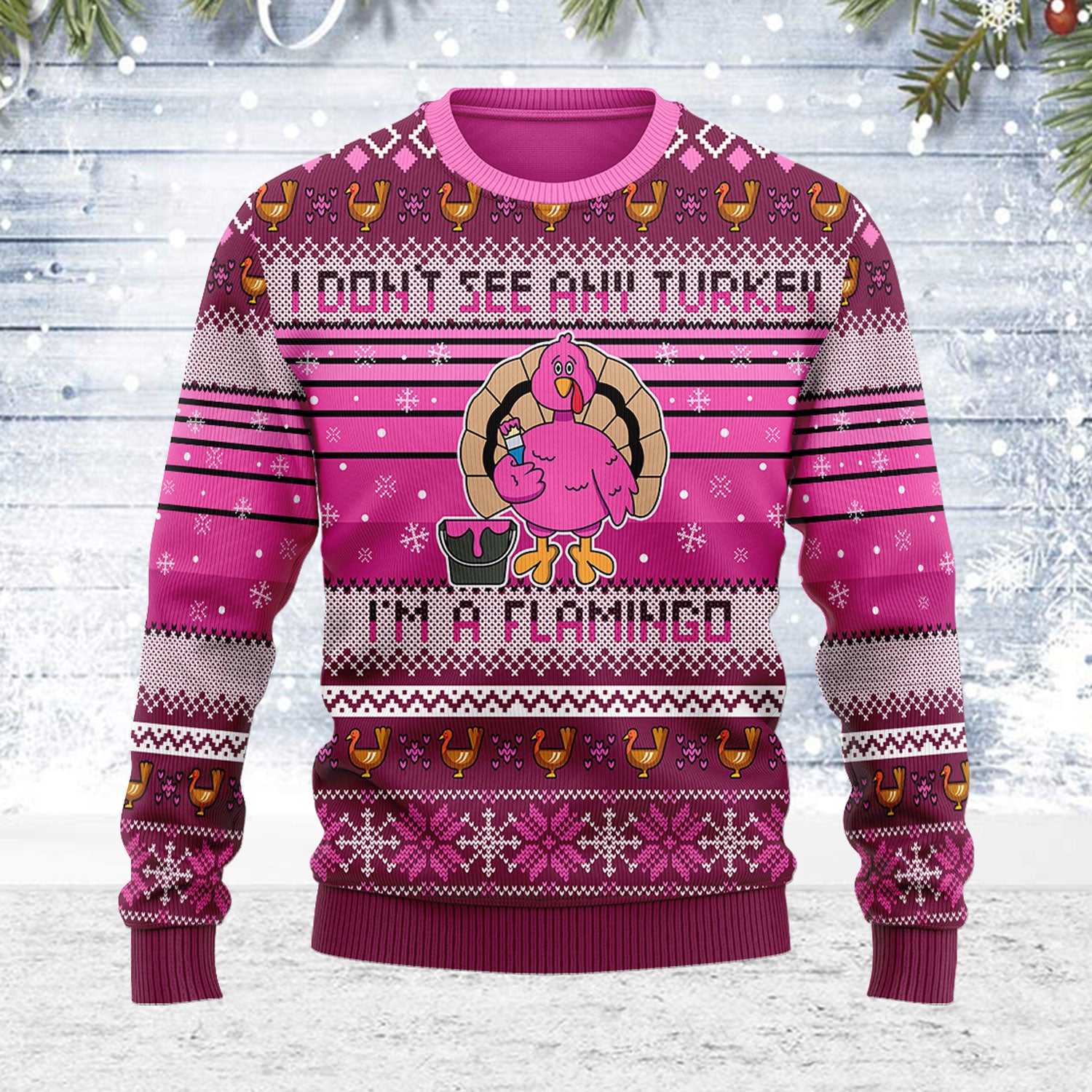 Customspig Ugly Christmas Sweater I'm A Flamingo 3D Apparel