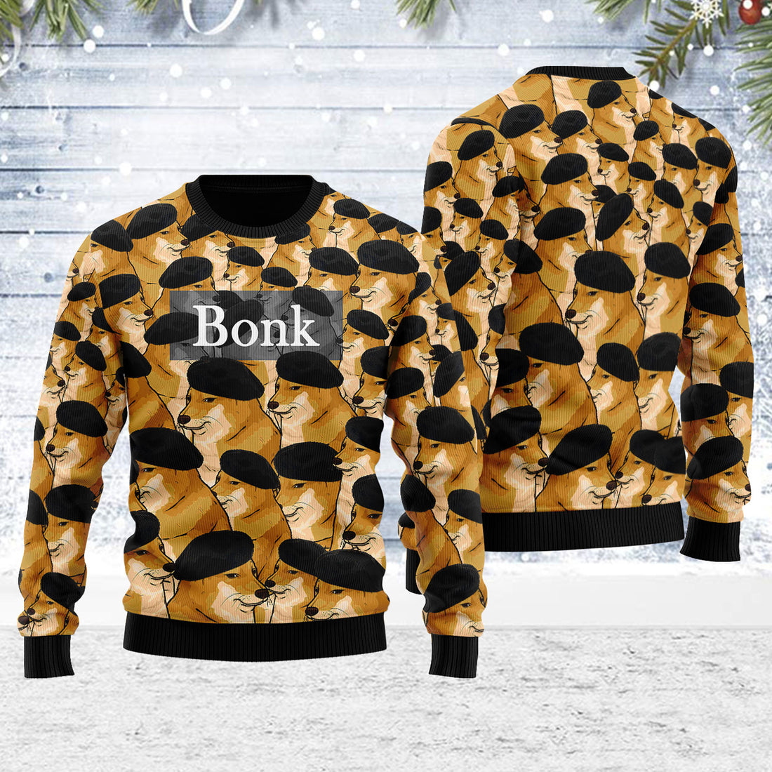 Customspig Ugly Christmas Sweater Cheems Ponk Meme 3D Apparel