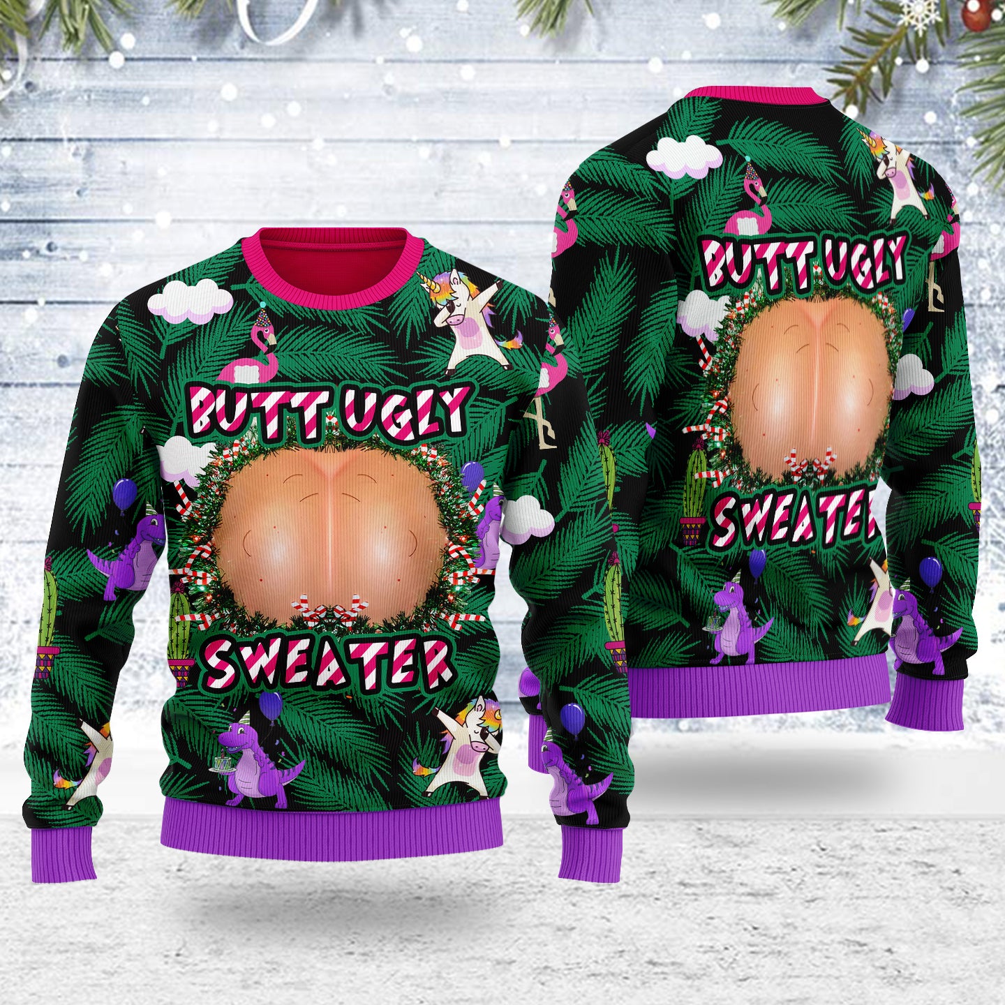 Customspig Ugly Christmas Sweater Butt 3D Apparel