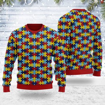 Customspig Ugly Christmas Sweater Autism 3D Apparel