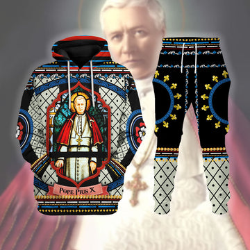 Tracksuit Tops Pullover Sweatshirt Pope Pius X Stained Glass 3D Apparel