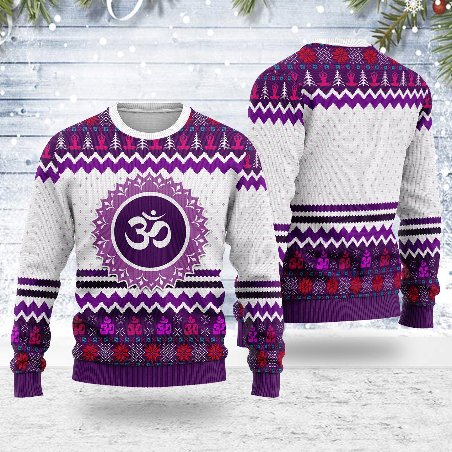 Customspig Ugly Christmas Sweater Crown Eye Chakra 3D Apparel