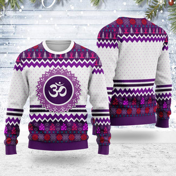 Customspig Ugly Christmas Sweater Crown Eye Chakra 3D Apparel