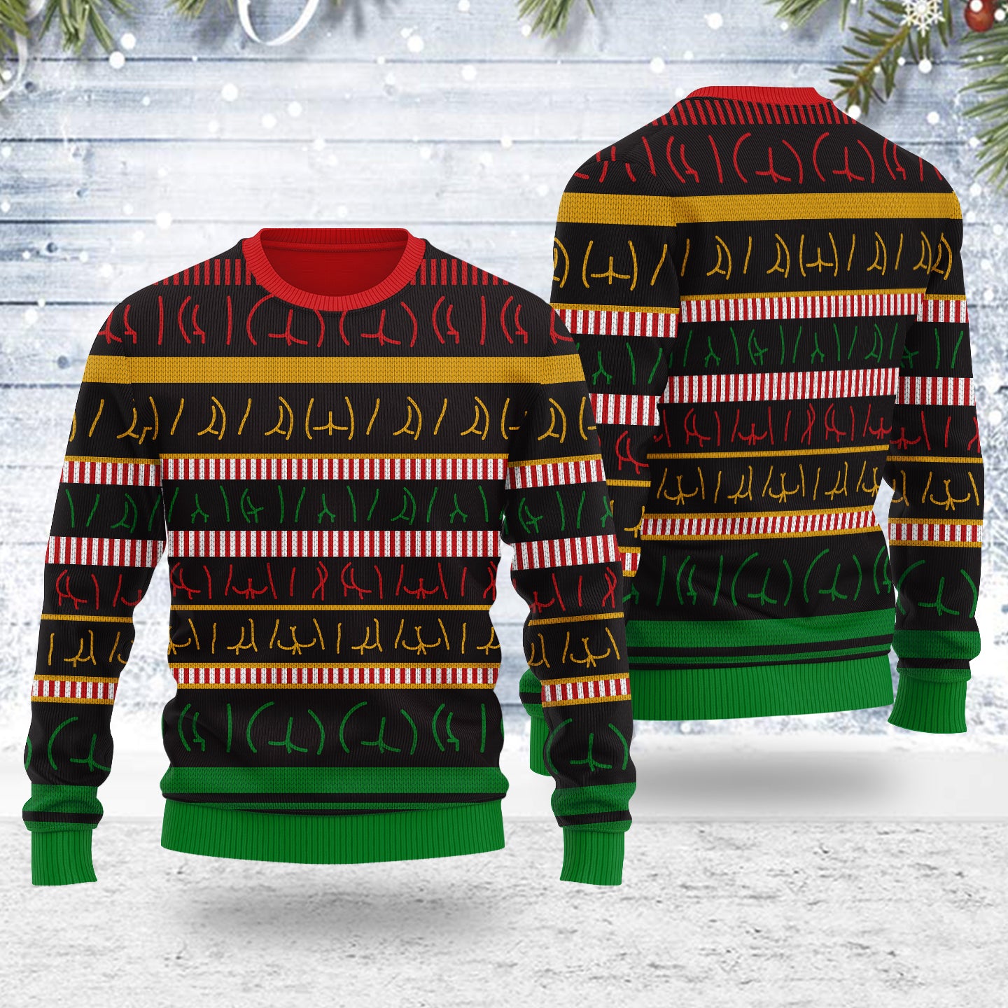 Customspig Ugly Christmas Sweater Butts Wall 3D Apparel