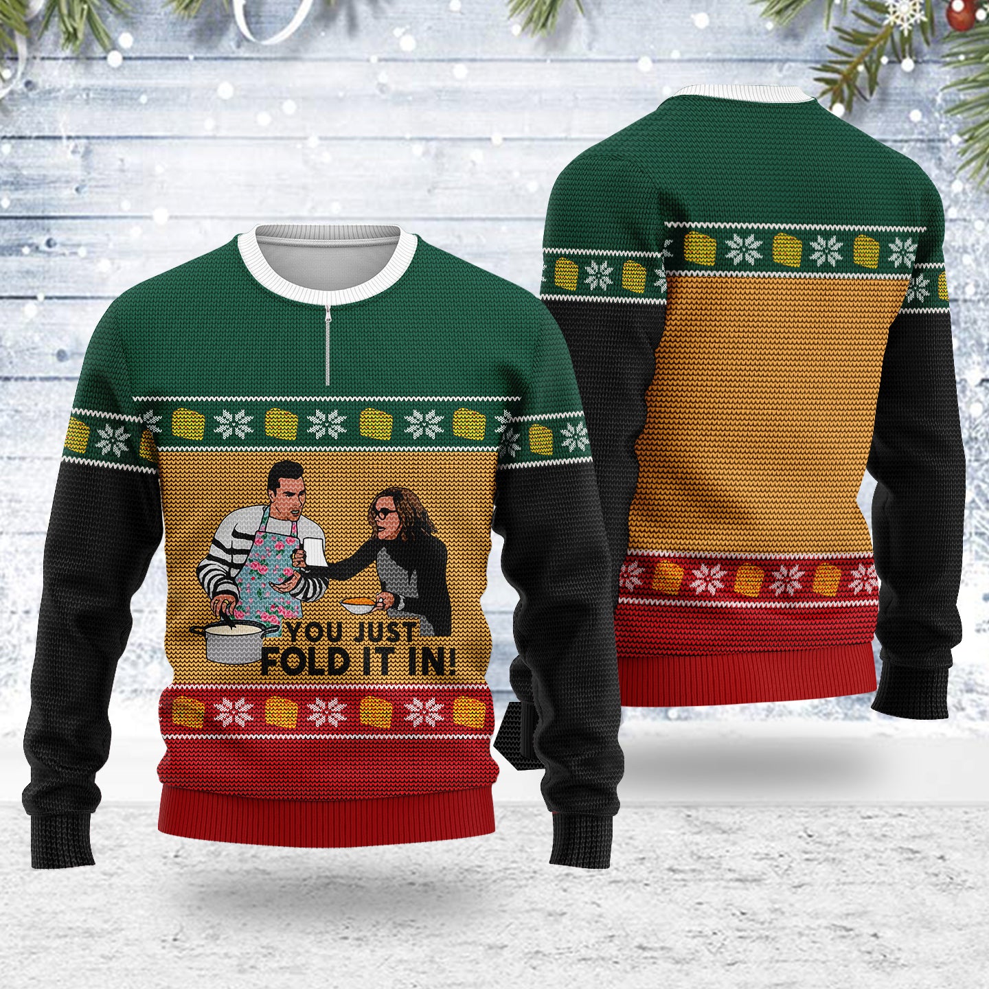 Customspig Ugly Christmas Sweater Schitt's Creek You Just Fold It In 3D Apparel
