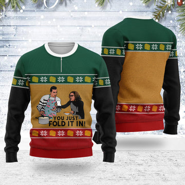 Customspig Ugly Christmas Sweater Schitt's Creek You Just Fold It In 3D Apparel
