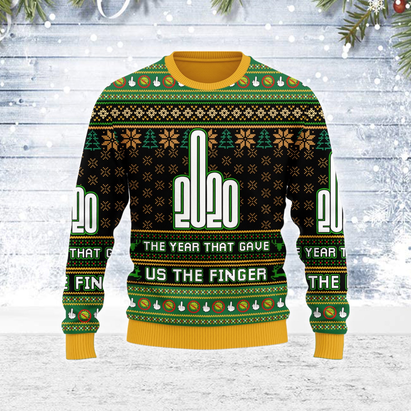 Customspig Ugly Christmas Sweater 2020 The Year That Gave Us The Finger 3D Apparel