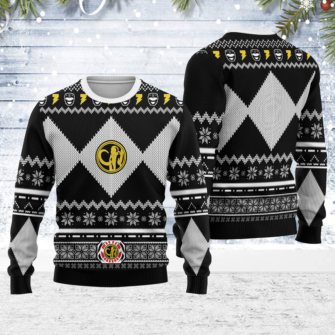 Customspig Ugly Christmas Sweater Black Power Ranger 3D Apparel