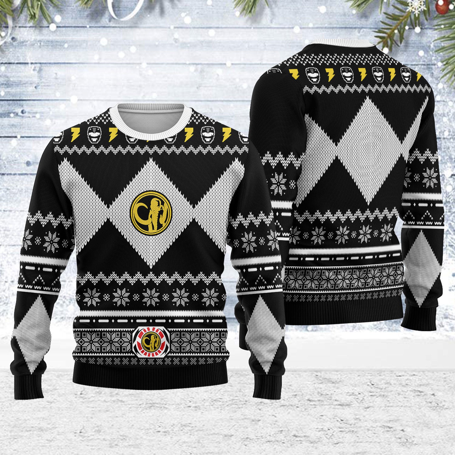 Customspig Ugly Christmas Sweater Black Power Ranger 3D Apparel