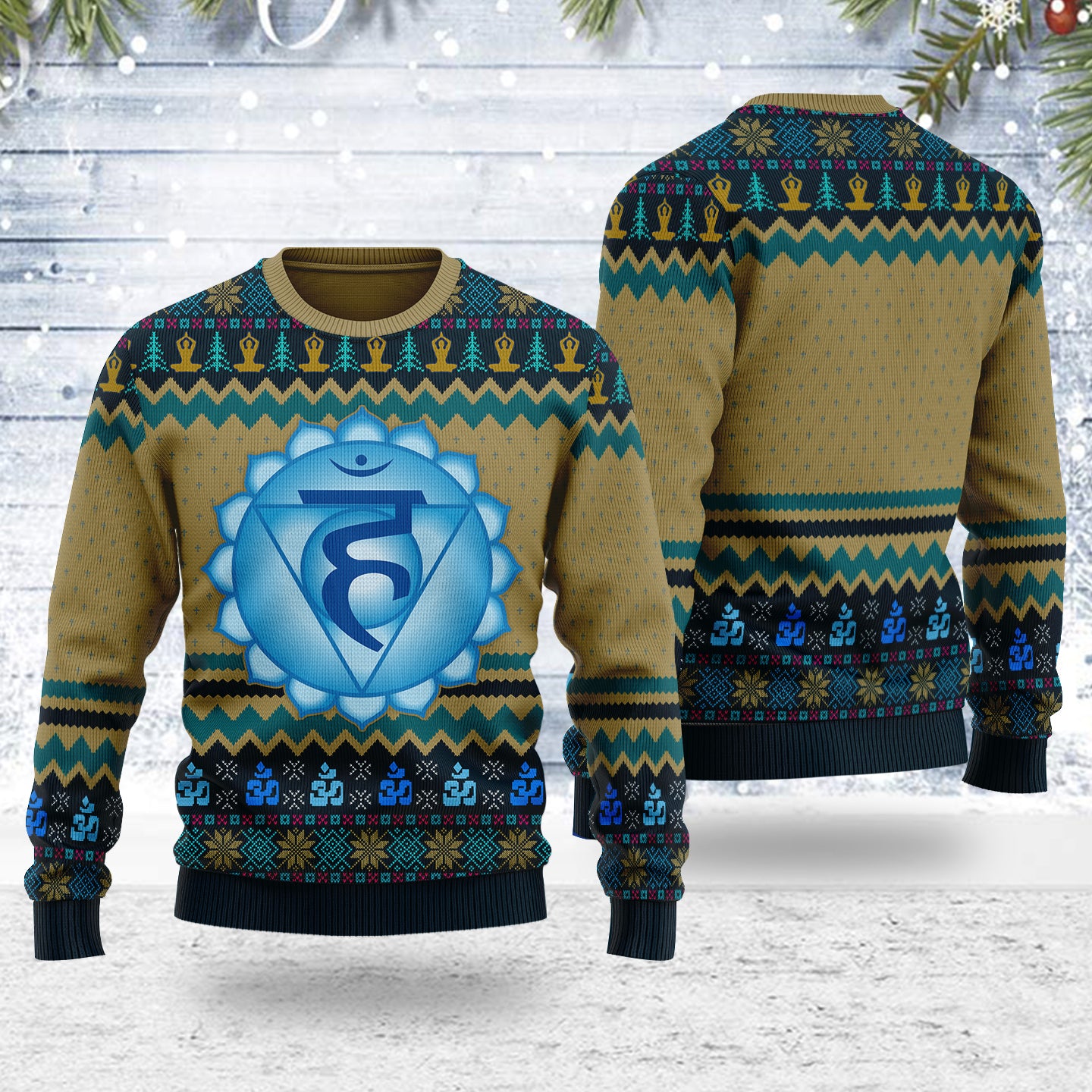 Customspig Ugly Christmas Sweater Throat Chakra 3D Apparel