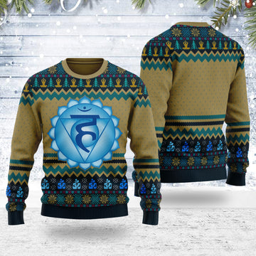 Customspig Ugly Christmas Sweater Throat Chakra 3D Apparel