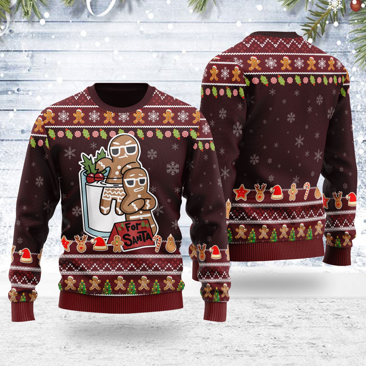 Customspig Ugly Christmas Sweater Gingerbread For Santa 3D Apparel