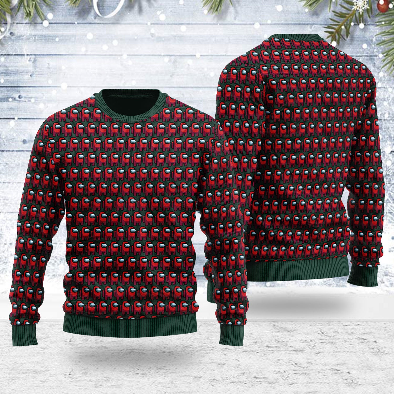 Customspig Ugly Christmas Sweater Red Among Us 3D Apparel