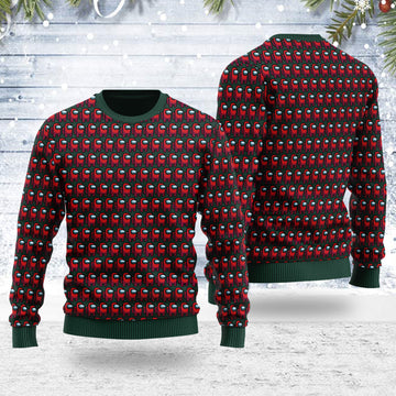 Customspig Ugly Christmas Sweater Red Among Us 3D Apparel