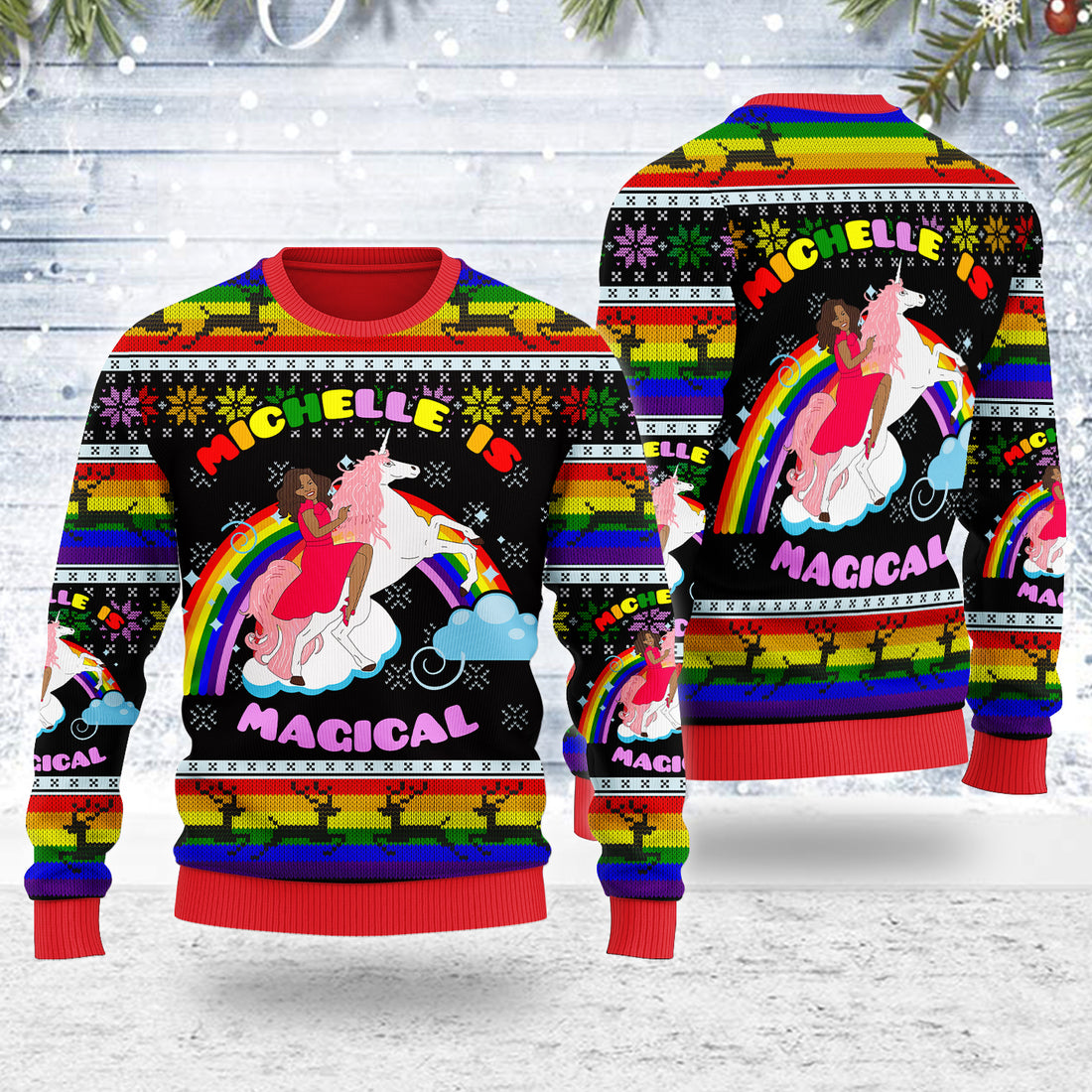 Customspig Ugly Christmas Sweater Michelle Is Magical 3D Apparel