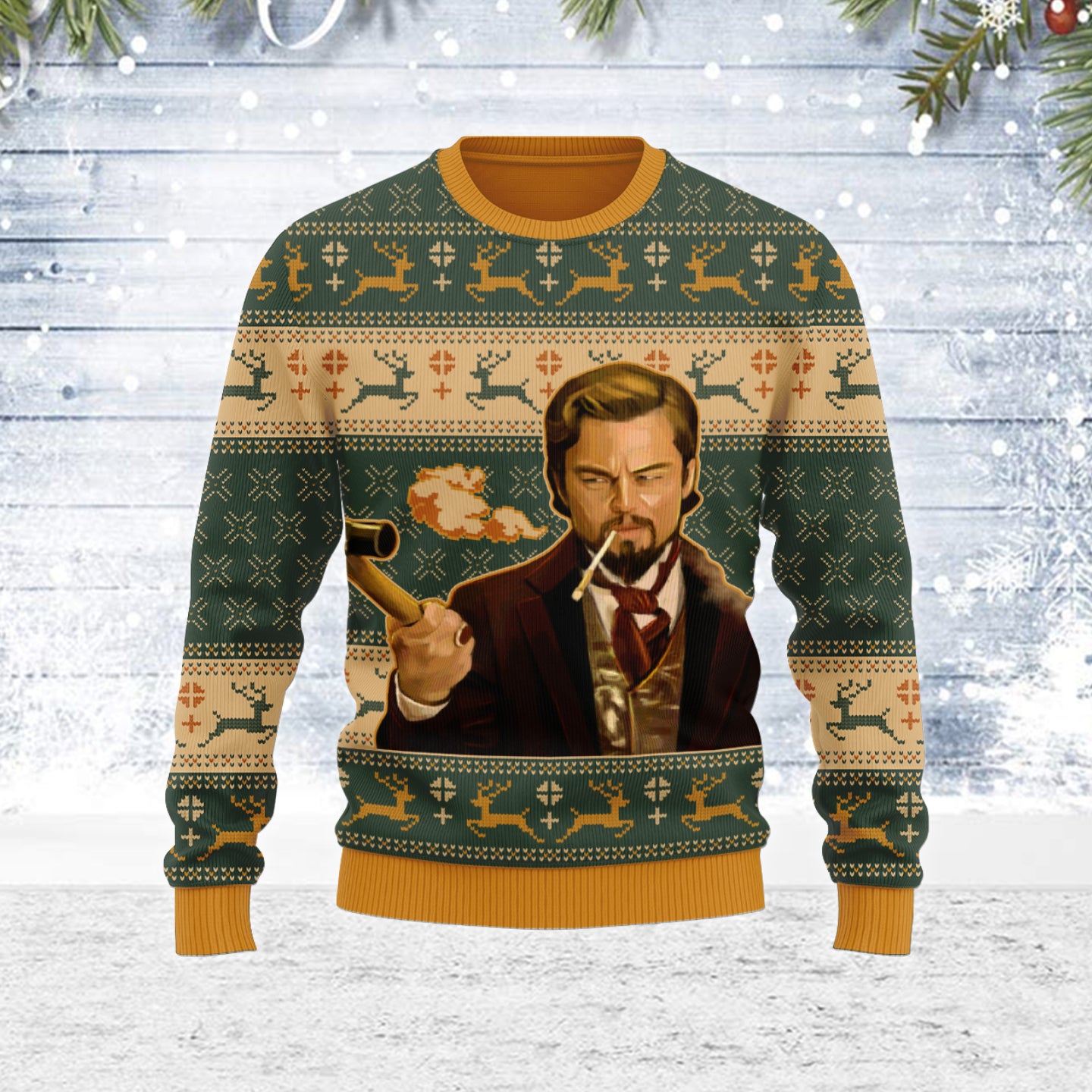 Customspig Ugly Christmas Sweater Leo Meme 3D Apparel