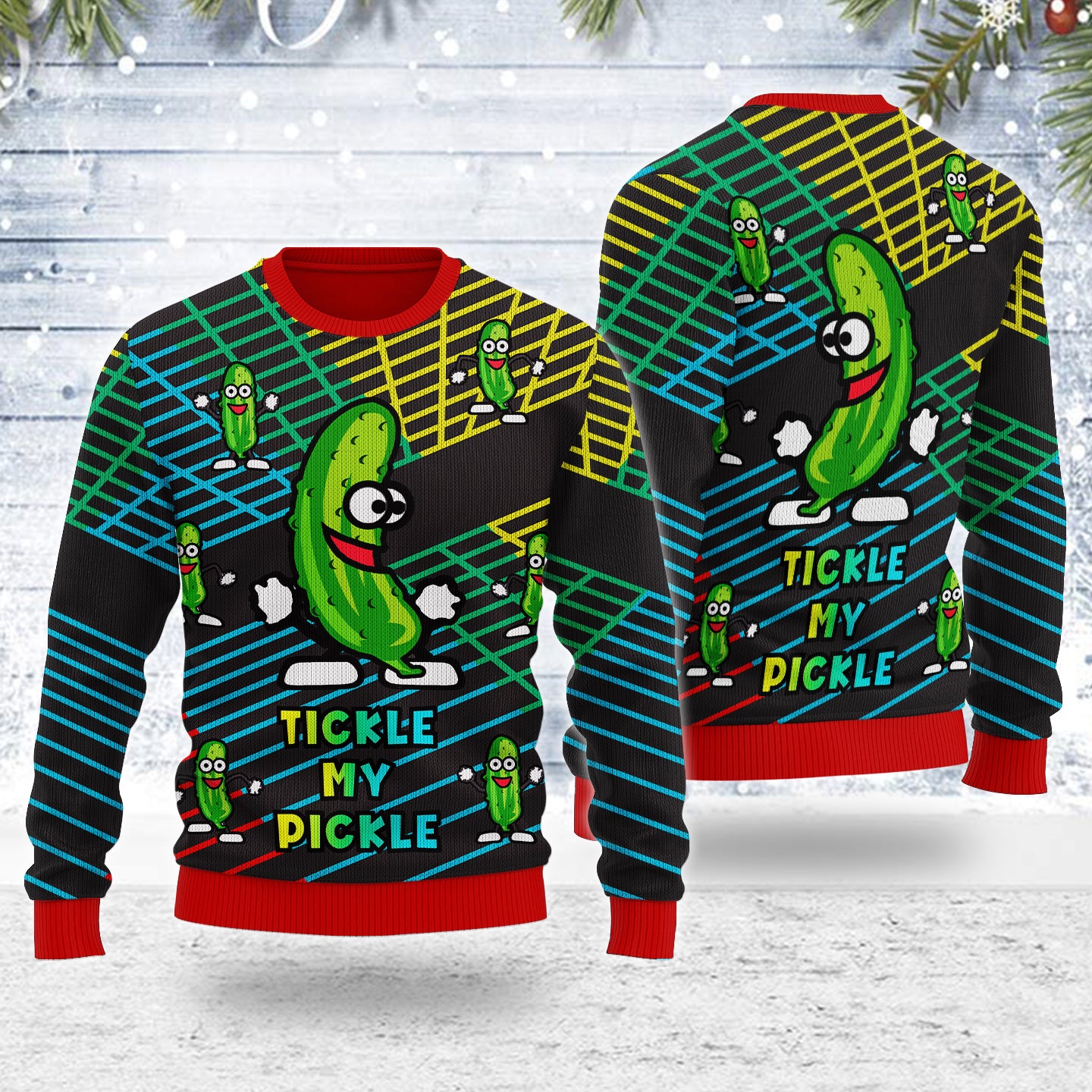 Customspig Ugly Christmas Sweater Tickle My Pickle 3D Apparel