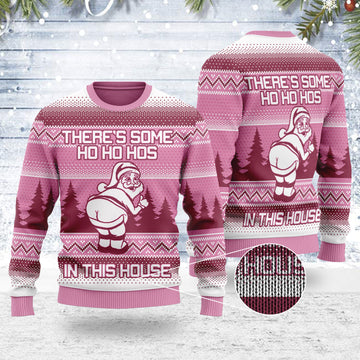 Customspig Ugly Christmas Sweater There's Some Hos In This House 3D Apparel
