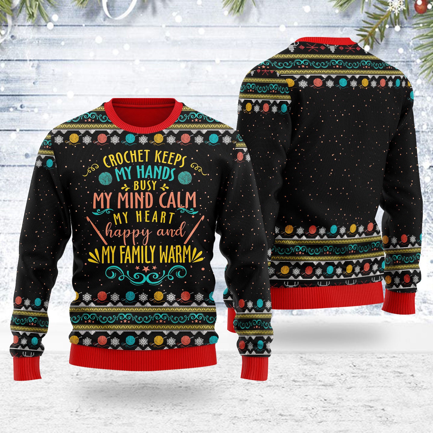 Customspig Ugly Christmas Sweater Crochet Keep My Hand Busy 3D Apparel