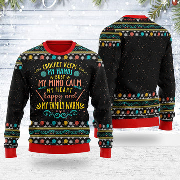 Customspig Ugly Christmas Sweater Crochet Keep My Hand Busy 3D Apparel