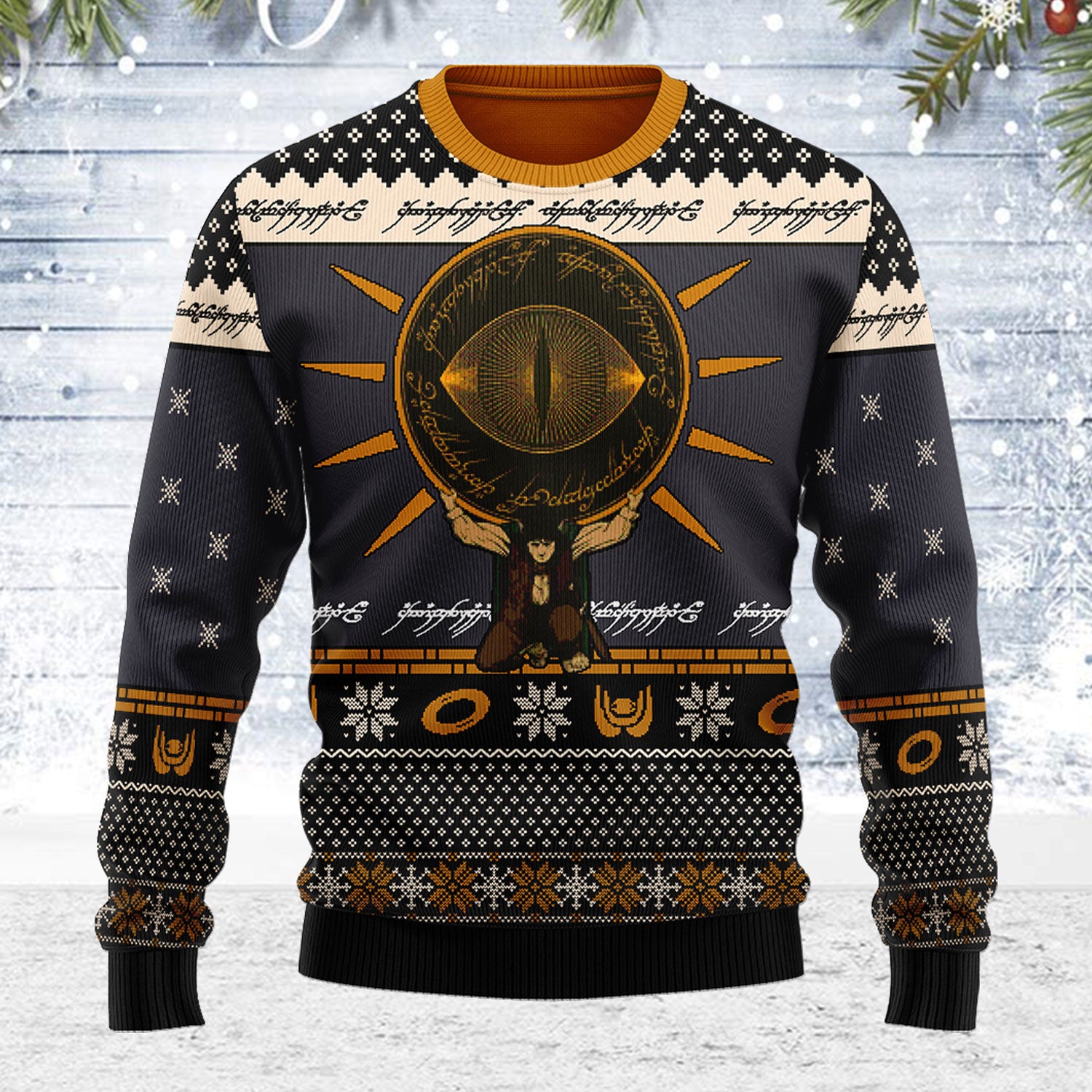Customspig Ugly Christmas Sweater The Lord of the Rings Burden 3D Apparel
