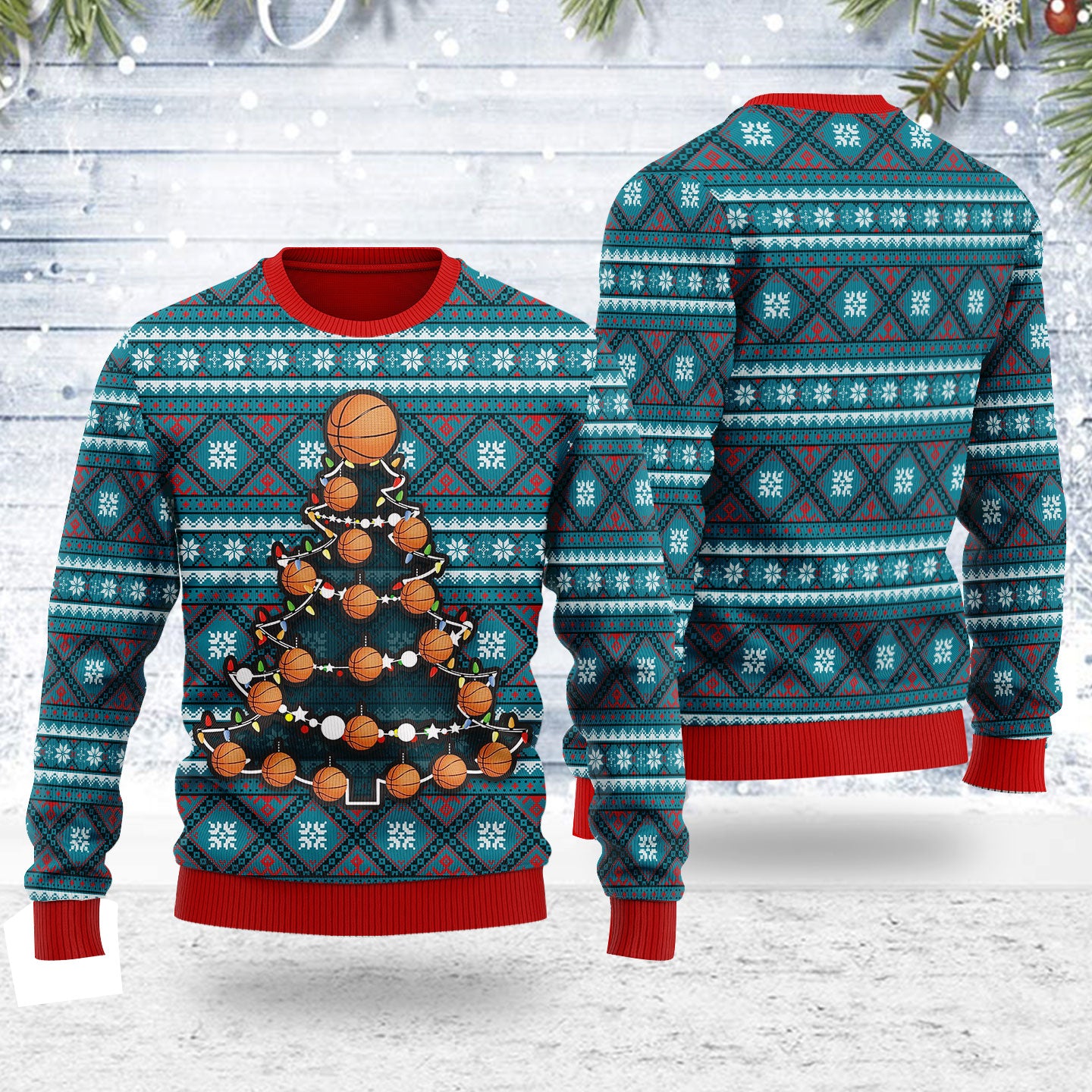 Customspig Ugly Christmas Sweater Basketball Christmas Tree 3D Apparel
