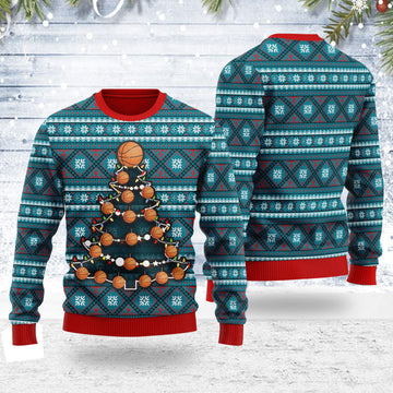 Customspig Ugly Christmas Sweater Basketball Christmas Tree 3D Apparel