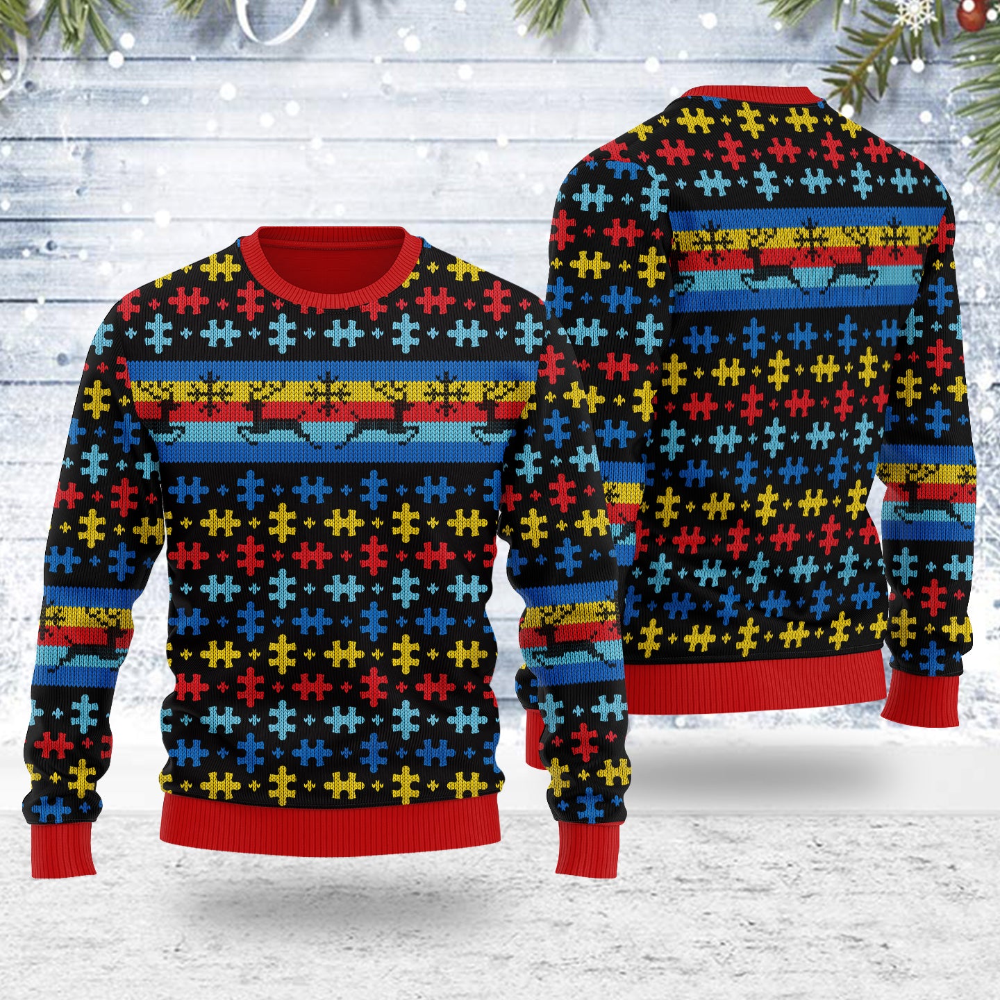 Customspig Ugly Christmas Sweater Autsim 3D Apparel