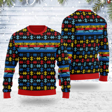 Customspig Ugly Christmas Sweater Autsim 3D Apparel