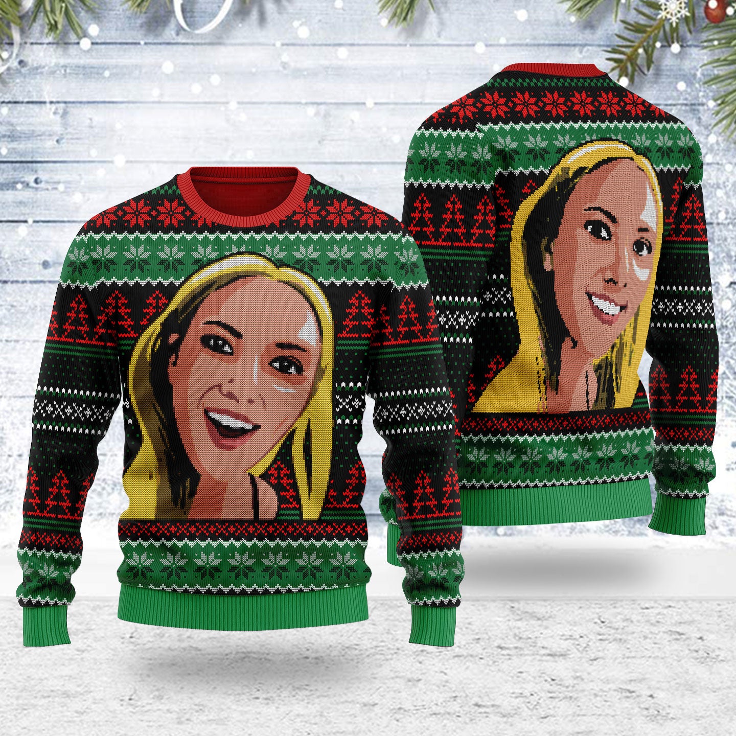 Customspig Ugly Christmas Sweater Scarlett Johansson Meme 3D Apparel