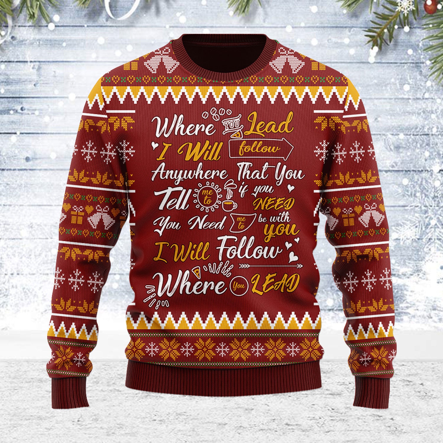 Customspig Ugly Christmas Sweater Gilmore Girls Theme Song Where You Lead I Will Follow 3D Apparel