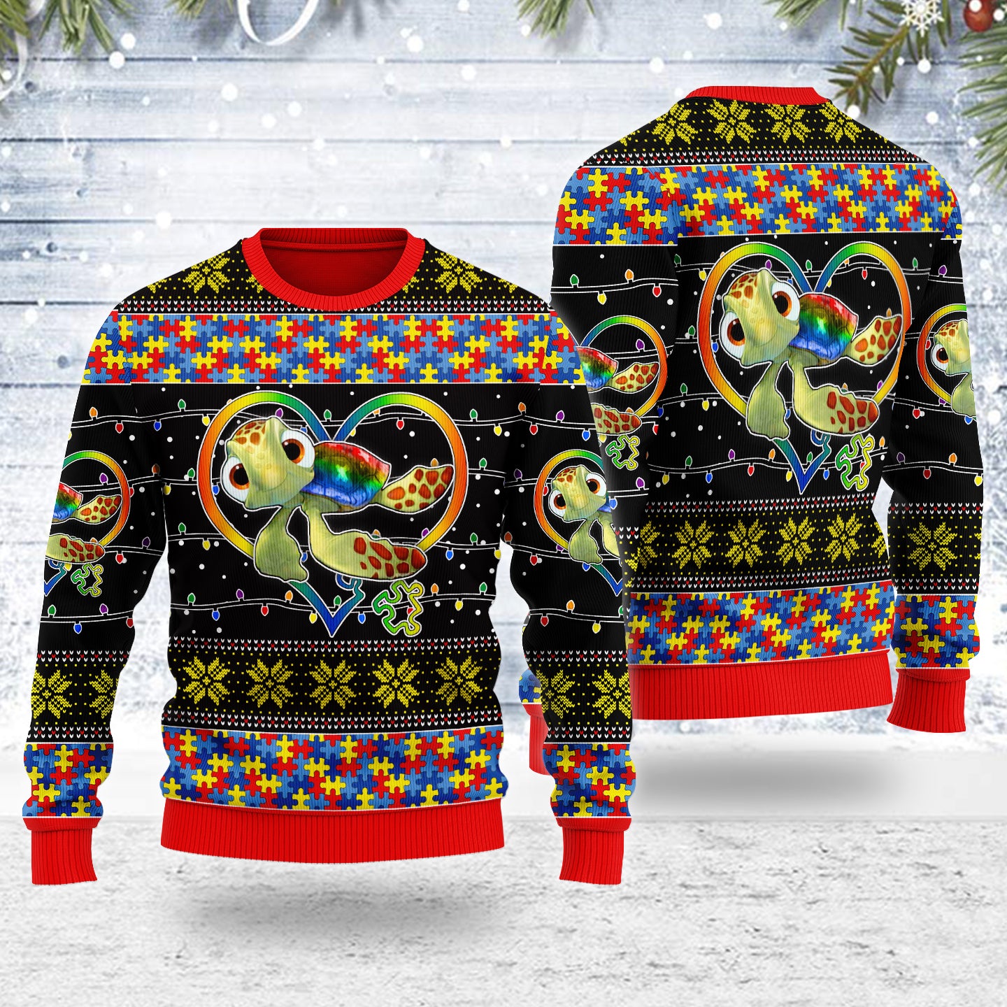 Customspig Ugly Christmas Sweater Autism Be You The World Will Aujust 3D Apparel