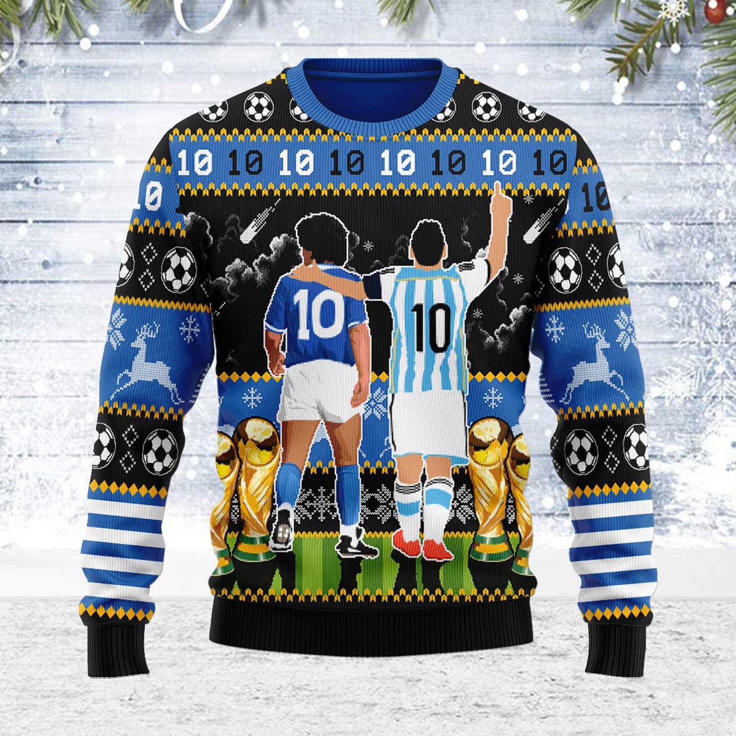 Customspig Ugly Christmas Sweater Two Football Legends 3D Apparel