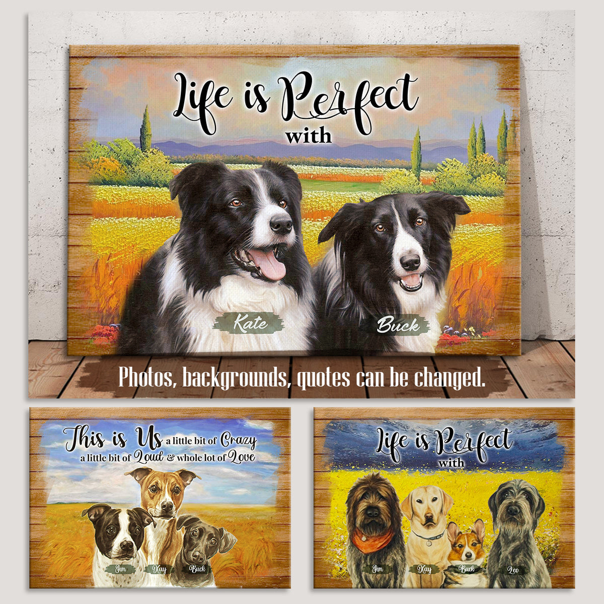 Personalised Pet Photos Wooden Art - This Is Us A Little Bit Of Crazy A Little Bit Of Loud