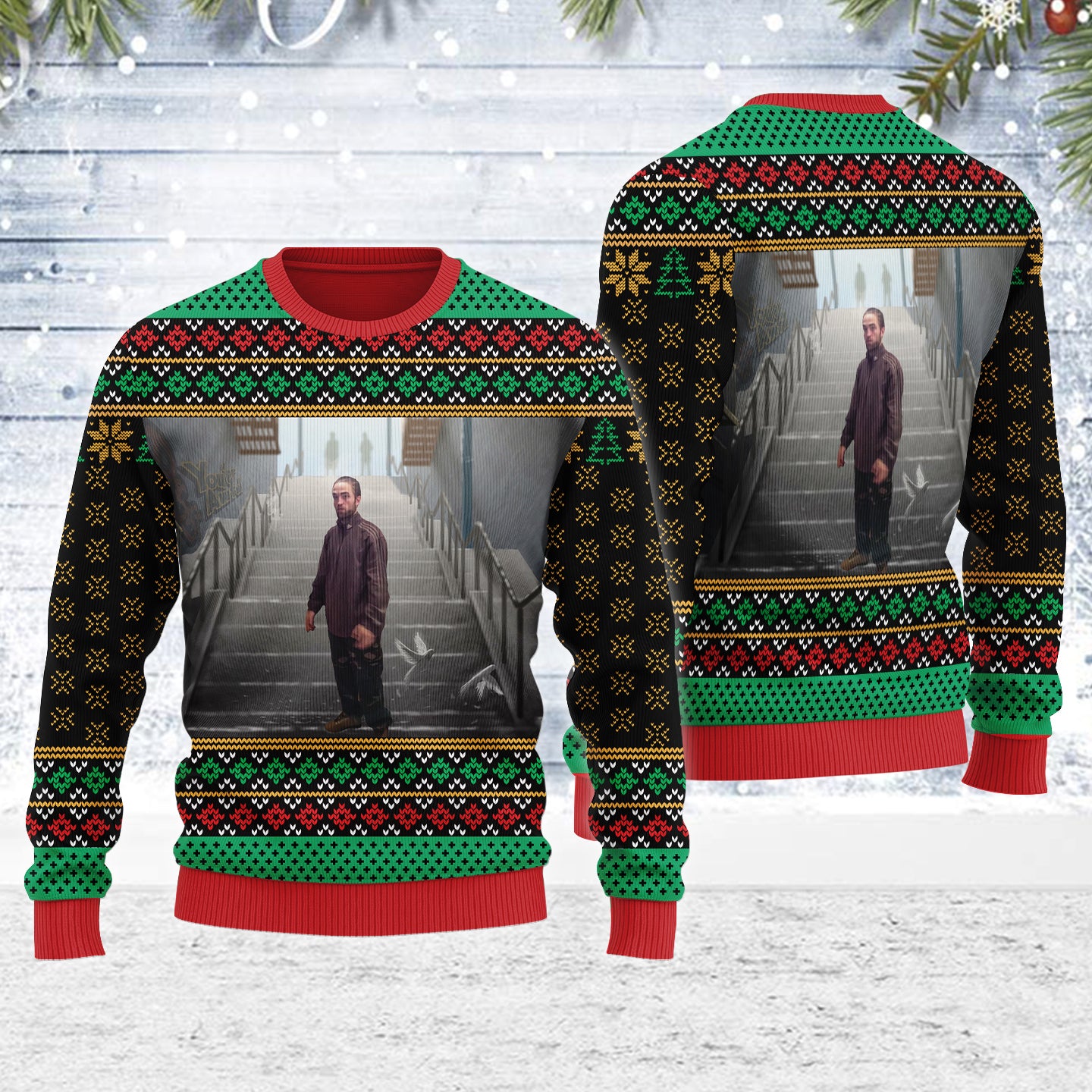 Customspig Ugly Christmas Sweater Robert Pattinson Kitchen 3D Apparel