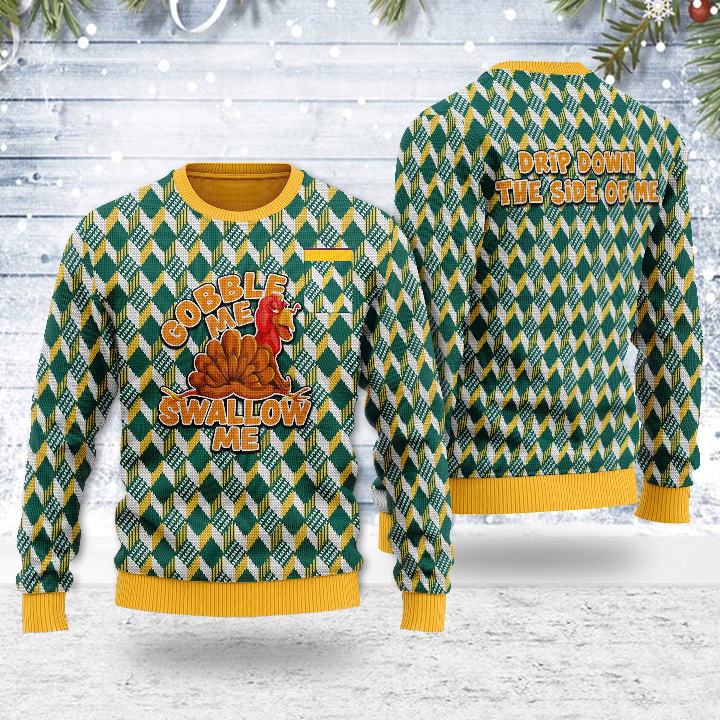 Customspig Ugly Christmas Sweater Gobble Me Swallow Me 3D Apparel