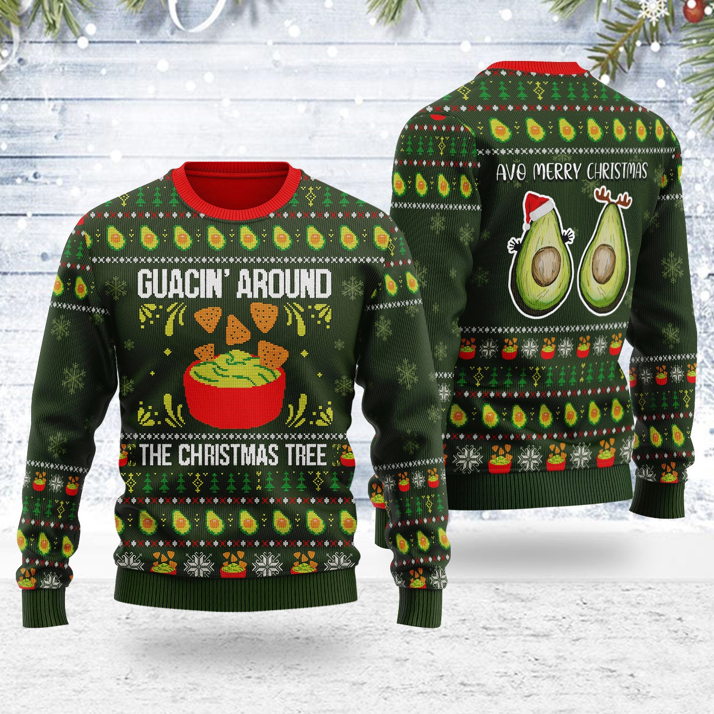 Customspig Ugly Christmas Sweater Guacin Around The Christmas Tree 3D Apparel