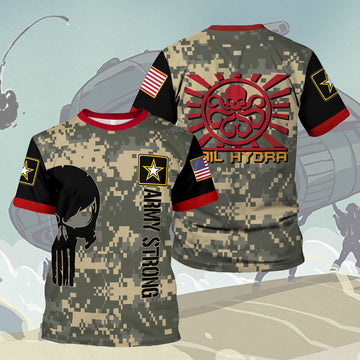 Customspig T-shirt US Army Signal Corps Marvel Hail Hydra Army Propaganda Graphic Army 3D Apparel