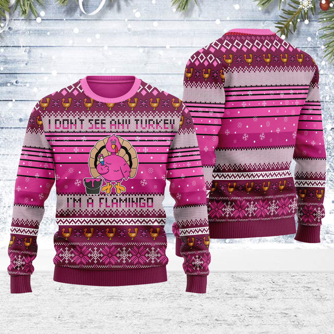 Customspig Ugly Christmas Sweater I'm A Flamingo 3D Apparel