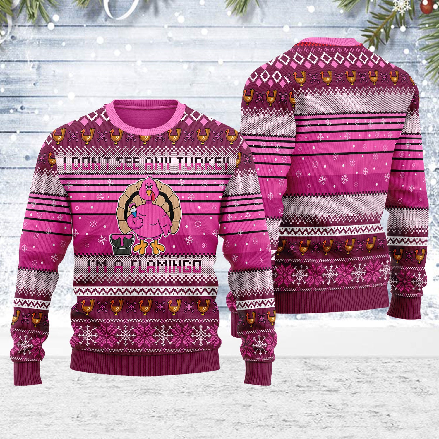Customspig Ugly Christmas Sweater I'm A Flamingo 3D Apparel