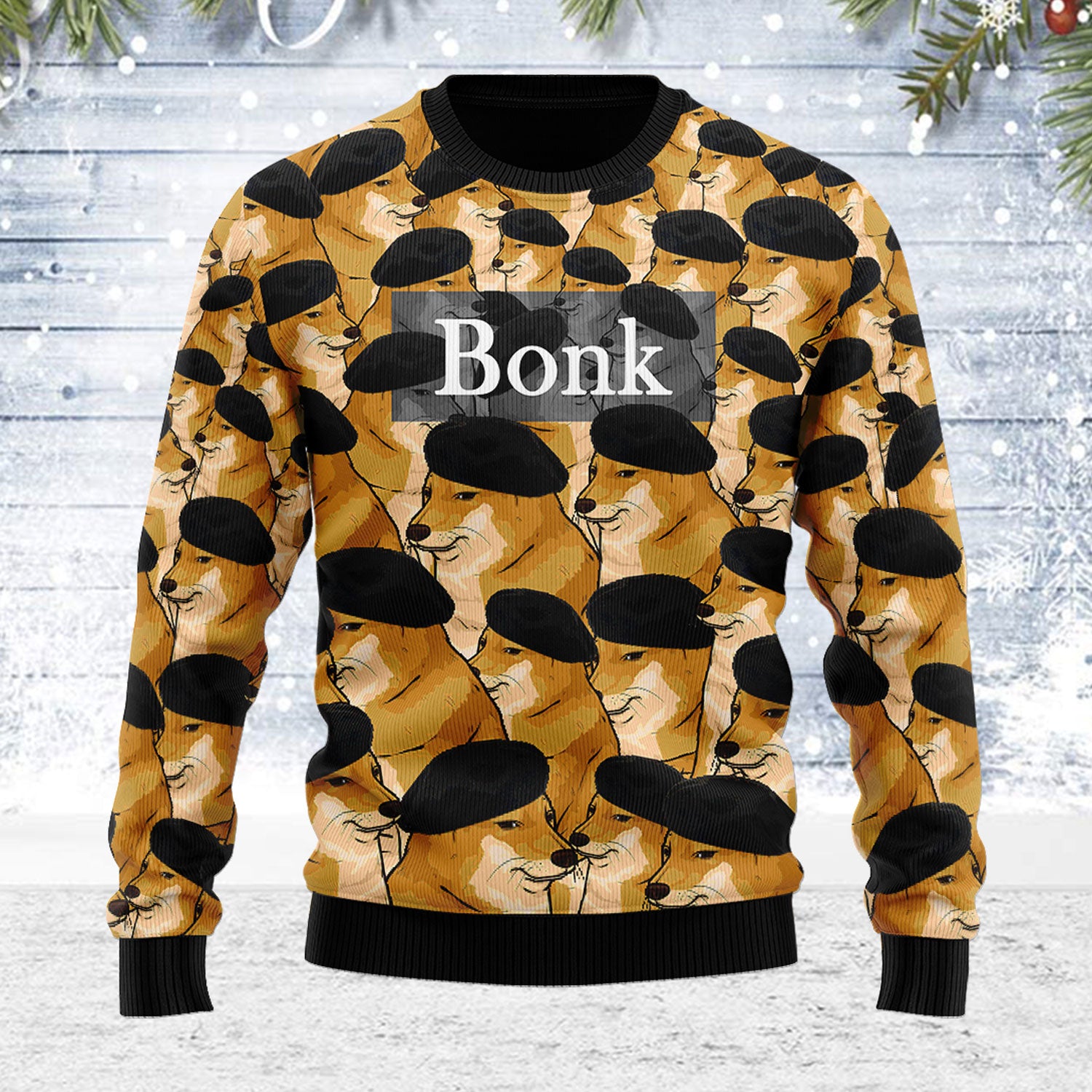 Customspig Ugly Christmas Sweater Cheems Ponk Meme 3D Apparel