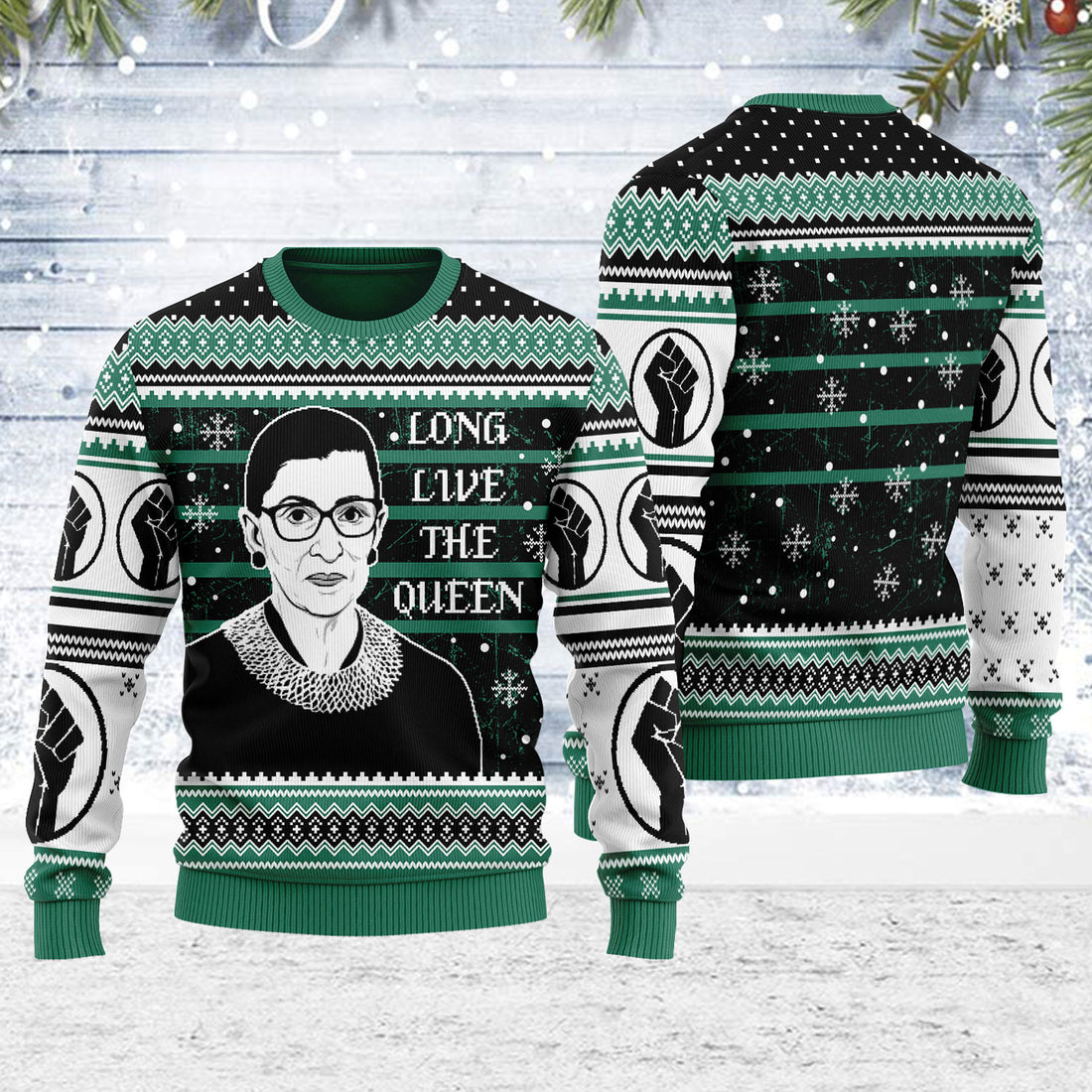 Customspig Ugly Christmas Sweater Long Live The Queen BLM 3D Apparel