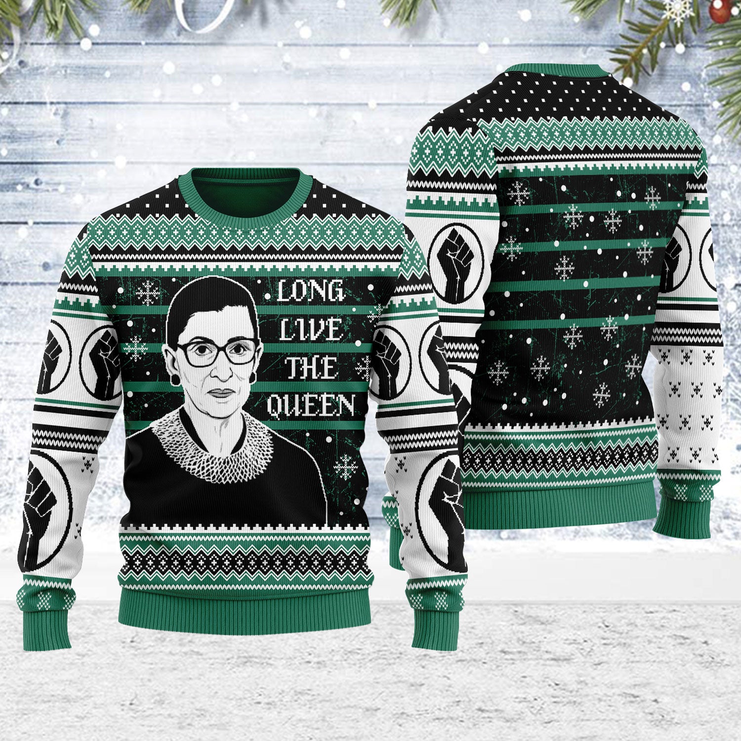 Customspig Ugly Christmas Sweater Long Live The Queen BLM 3D Apparel