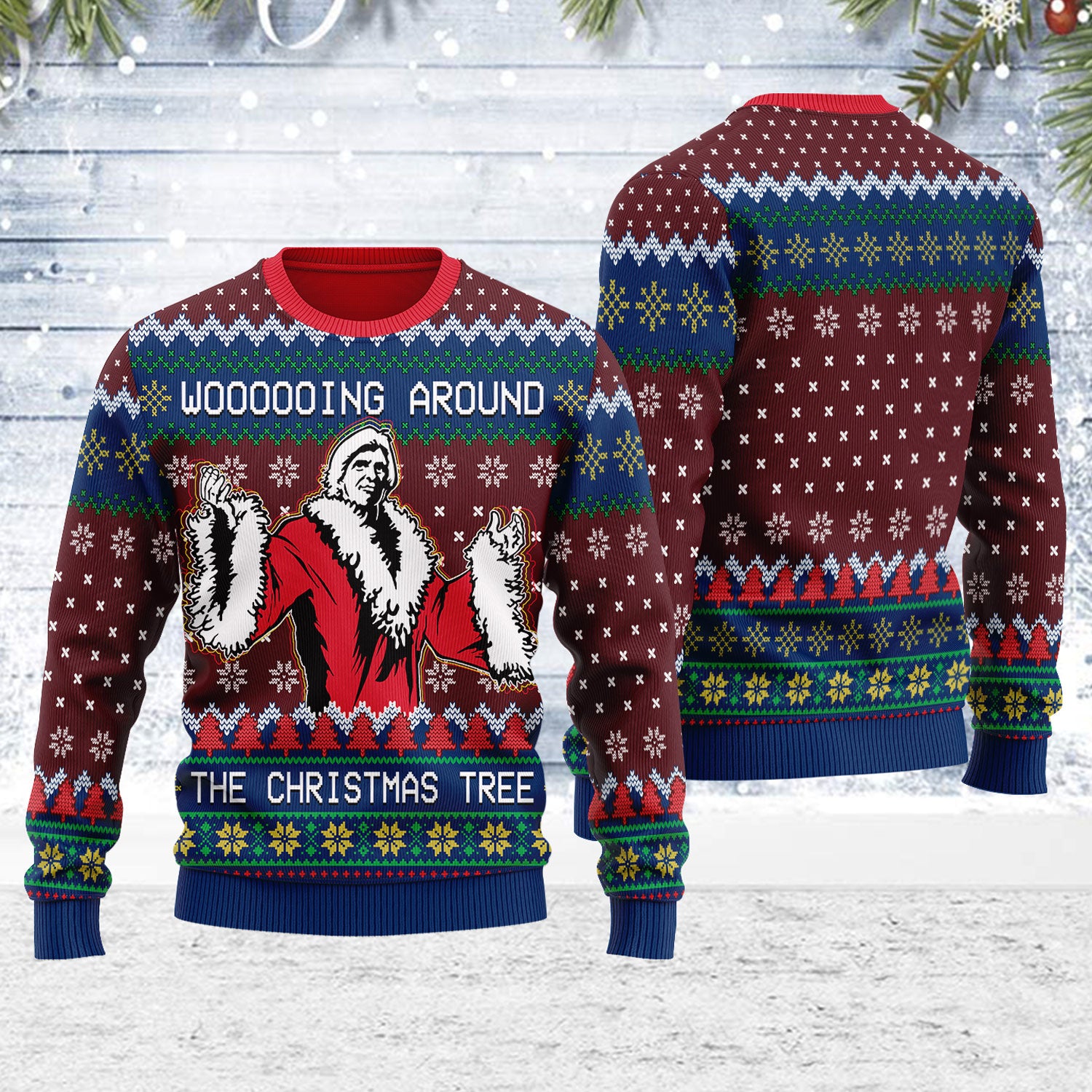 Customspig Ugly Christmas Sweater Faux Knit Ric Flair 3D Apparel