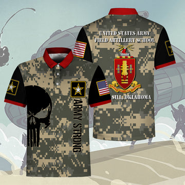 Customspig Polo Shirt US Army Bootcamp Navy Mil Army Field Artillery School Fort Sill Oklahoma Army 3D Apparel
