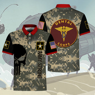 Customspig Polo Shirt US Army Uniform Army Dental Corps 3D Apparel
