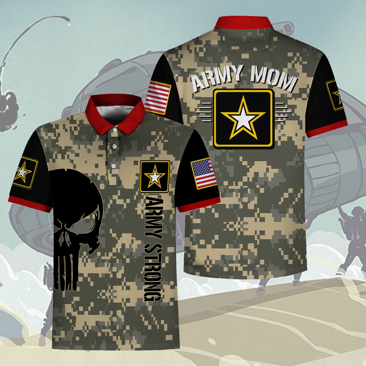 Customspig Polo Shirt US Army Army Mom 3D Apparel