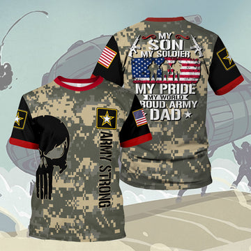 Customspig T-shirt US Army Soldiers Creed Proud Army Dad My Son My Soldier Hero 3D Apparel