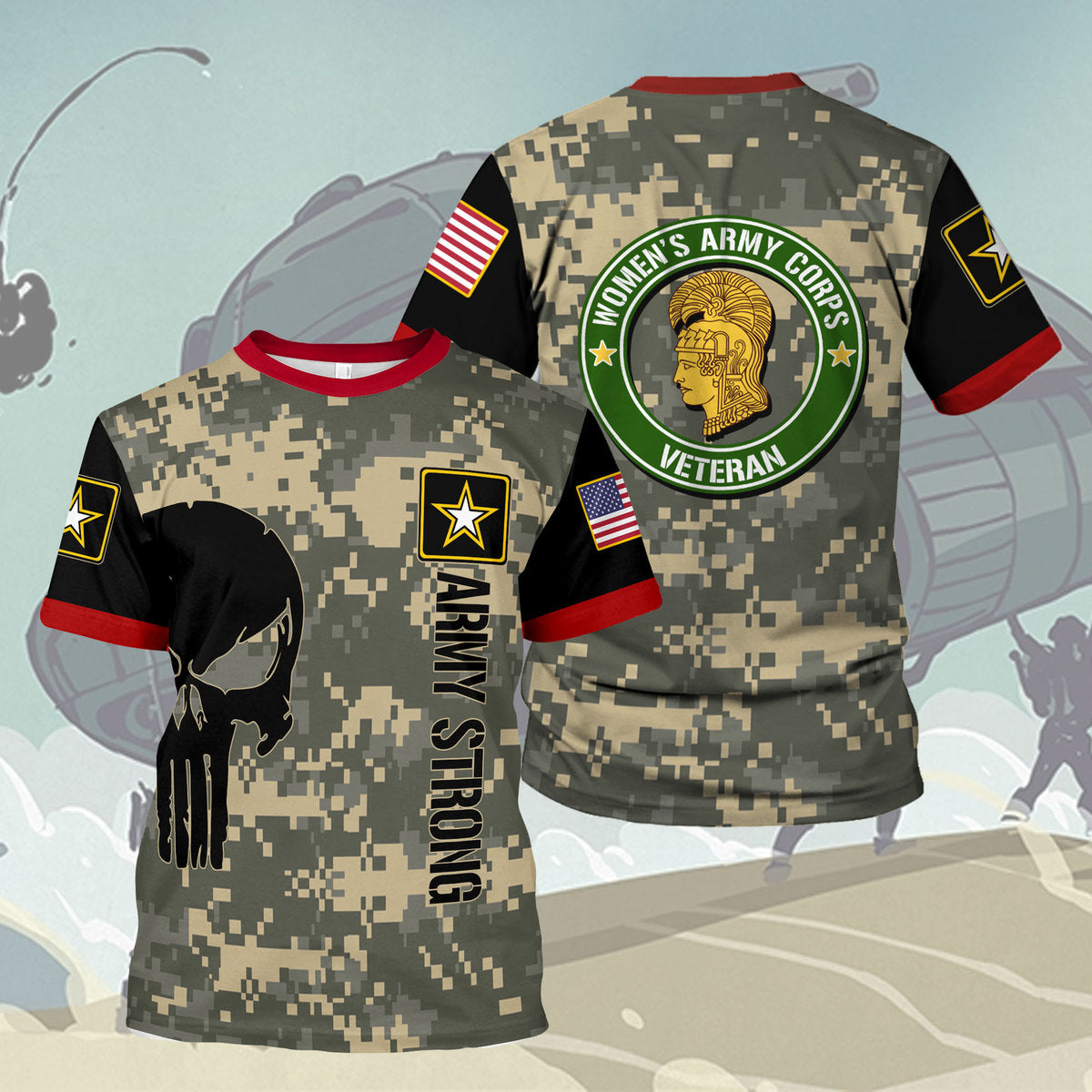 Customspig T-shirt US Army Womens Army Corps Veteran 3D Apparel