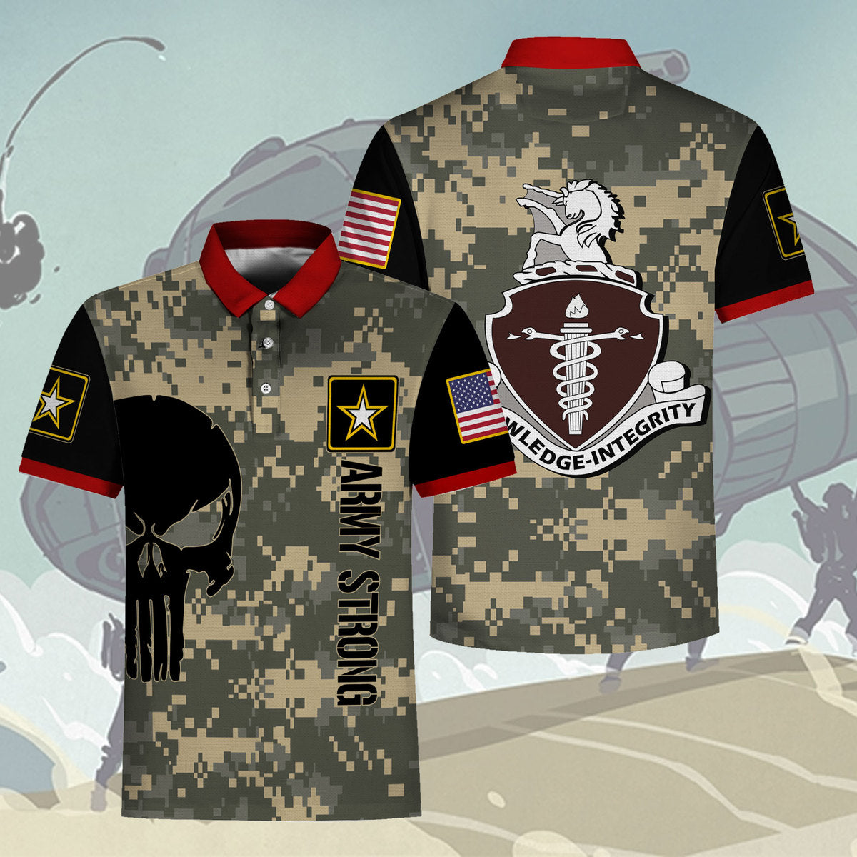 Customspig Polo Shirt US Army Knife Army Veterinary Corps Army 3D Apparel